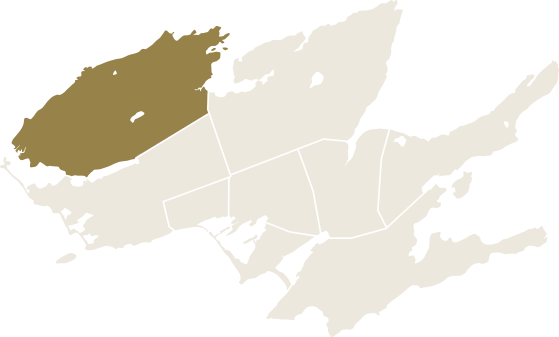 A map of The County with the ward of Ameliasburgh highlighted