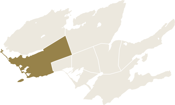 Map of The County with the Hillier area highlighted